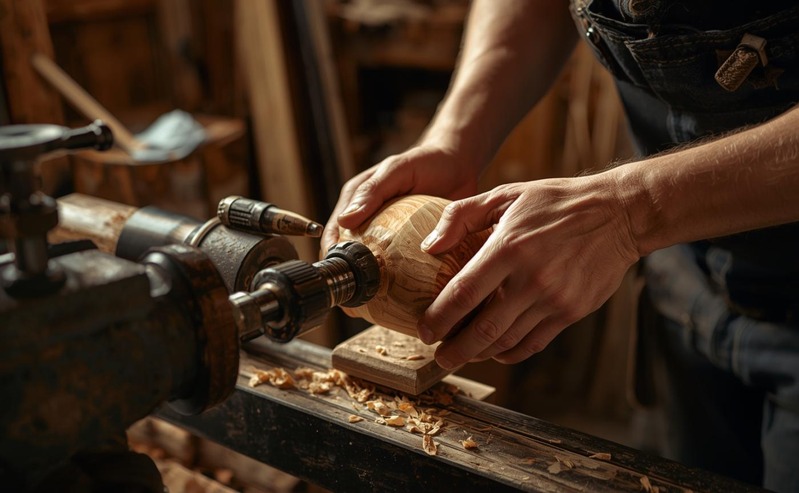 Member turning a timber bowl